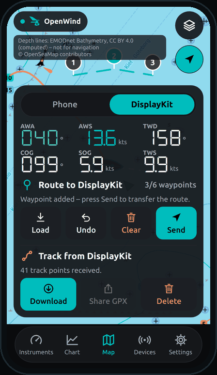 DisplayKit in app 6.0: track, waypoints and settings