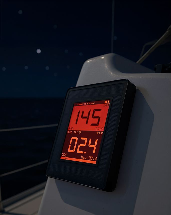 DisplayKit with red backlight at night