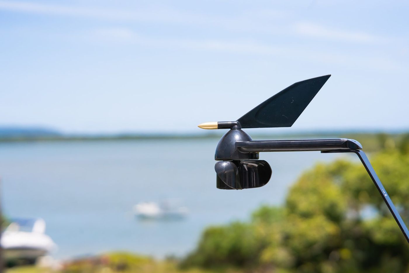 OpenWind on a pushpit with the bay behind