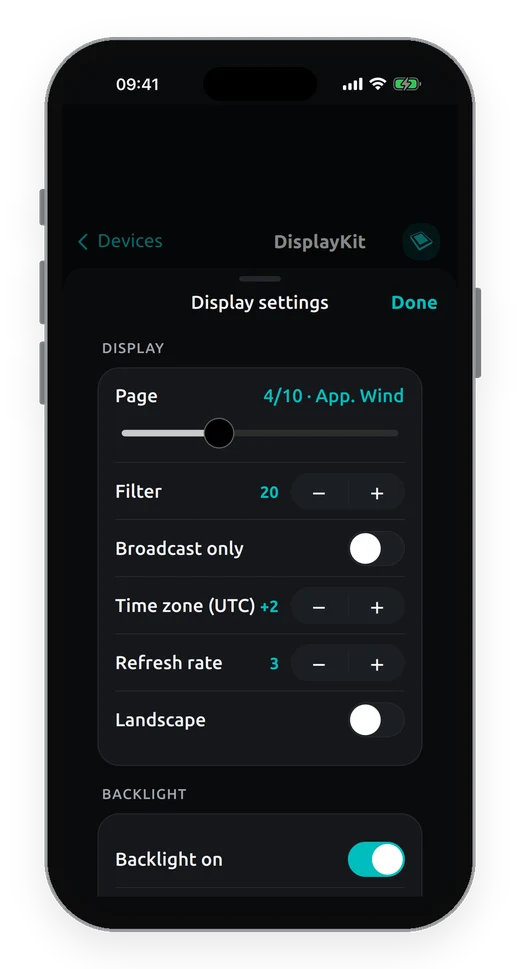 DisplayKit settings